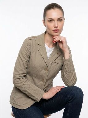 RW & CO. Khaki Utility Jacket with Buttons - Woman Large
